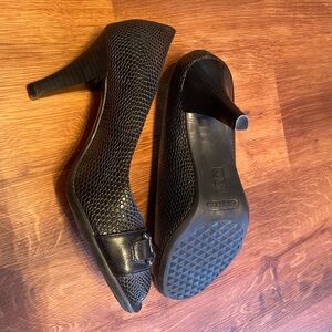 Aerosoles Black Faux Snakeskin Pumps